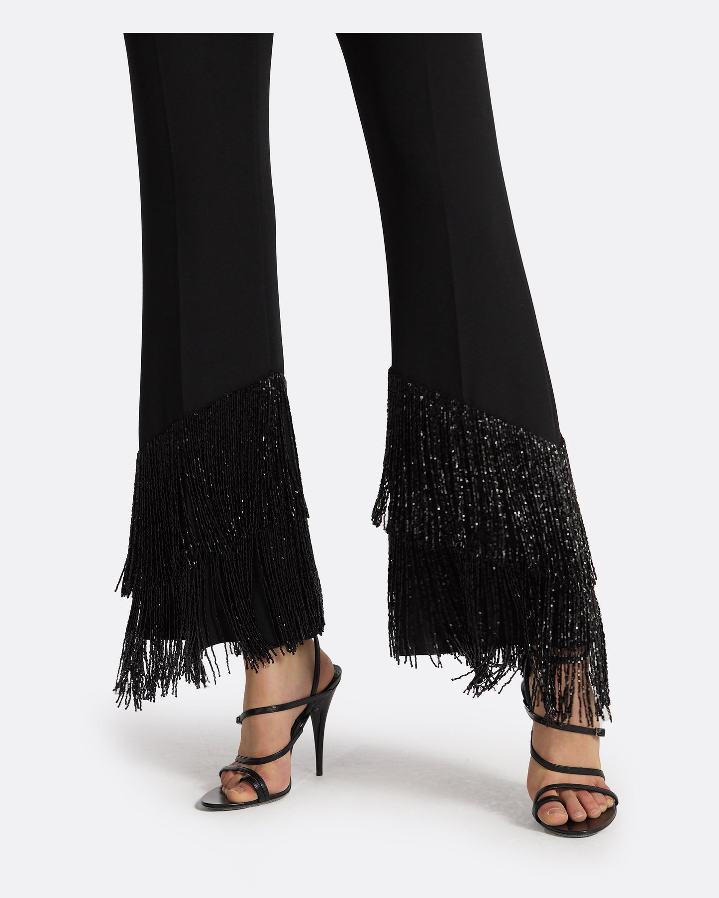 Mari Black Deco Fringe Trousers