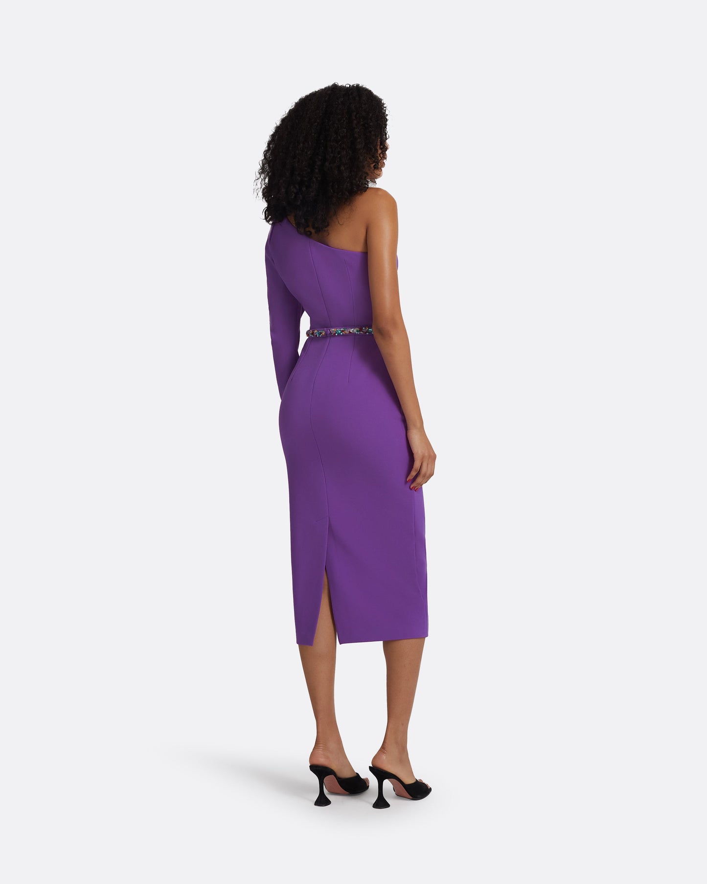 Maha Lilac Embroidered Midi Dress
