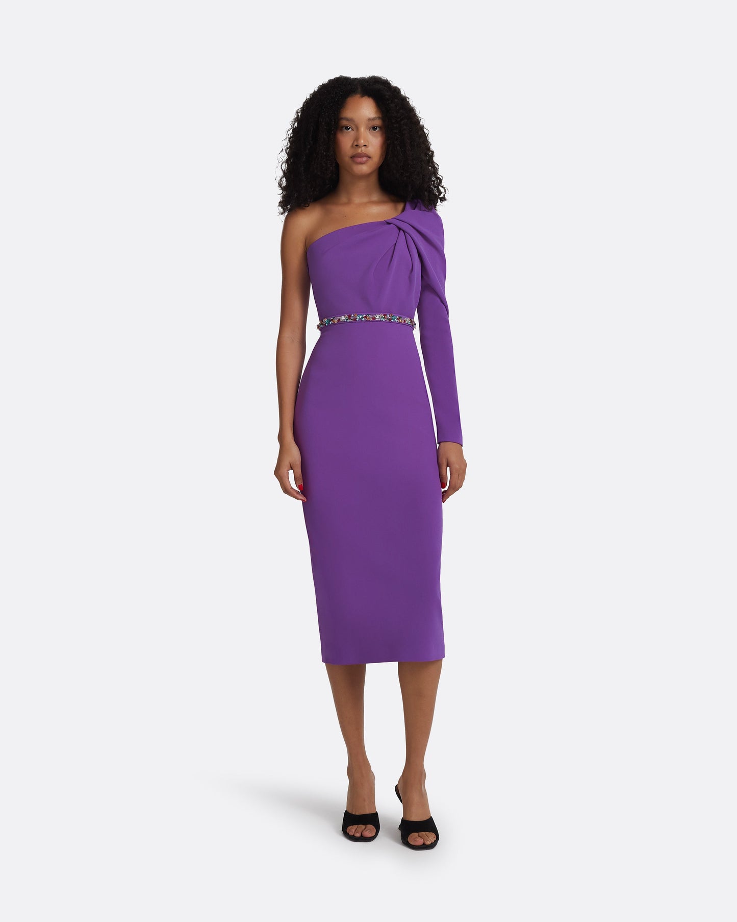 Maha Lilac Embroidered Midi Dress