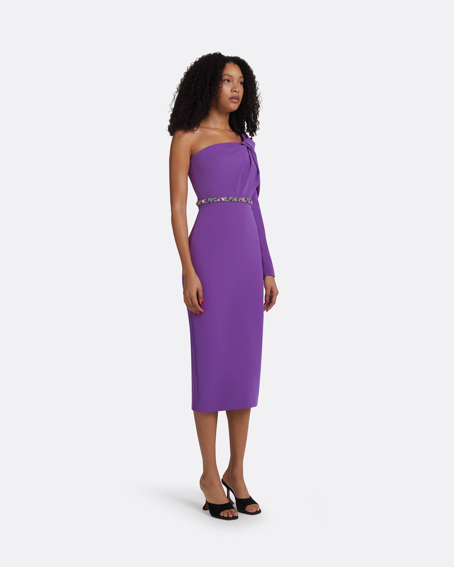 Maha Lilac Embroidered Midi Dress