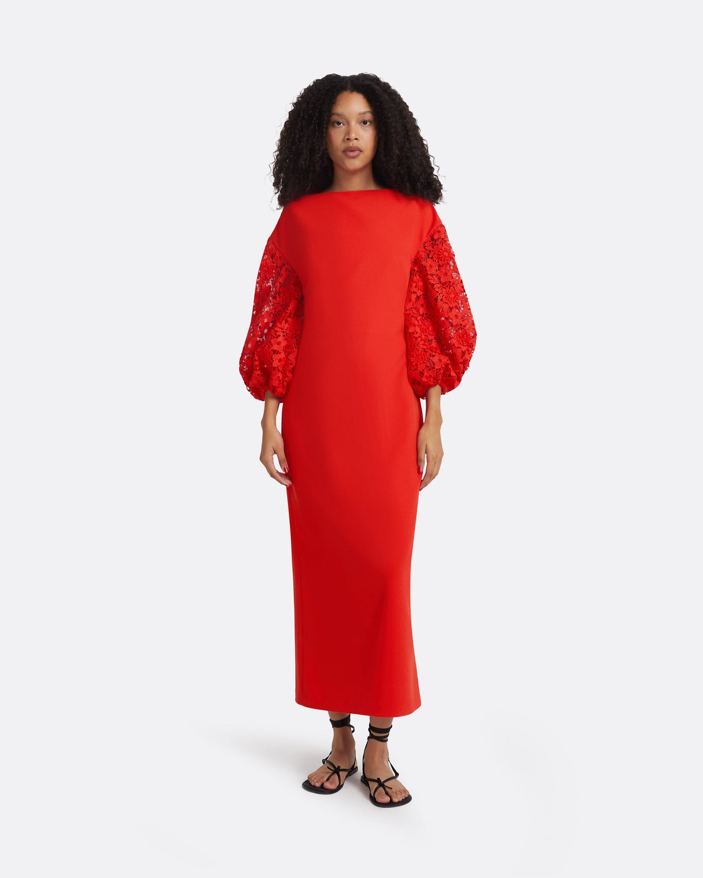 Amiee Lacquer Red Midi Dress