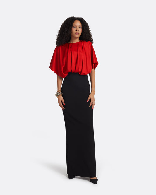 Lucinda Black & Cherry Red Long Dress