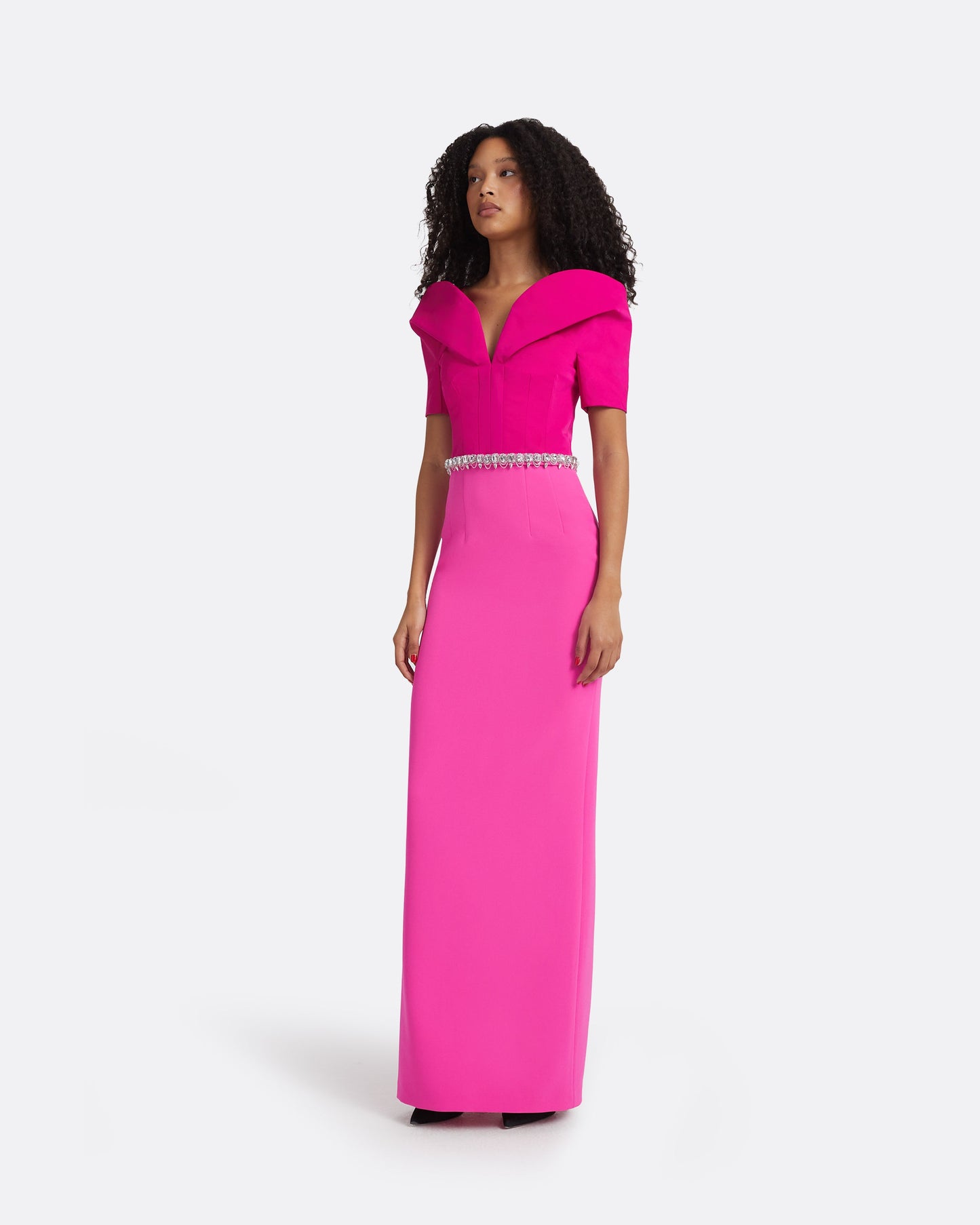 Caran Beverley Long Dress With Embroidered Belt
