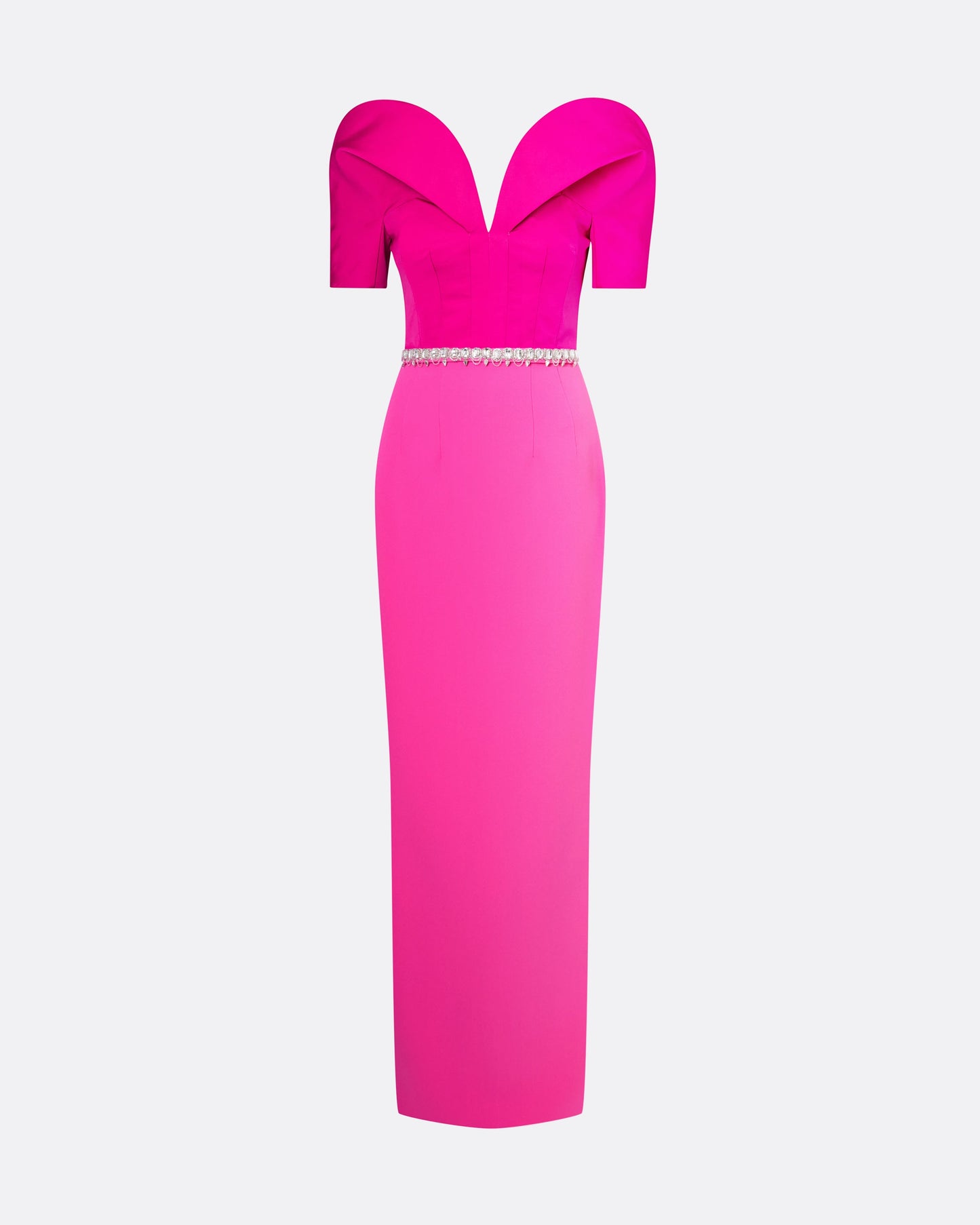 Caran Beverley Long Dress With Embroidered Belt