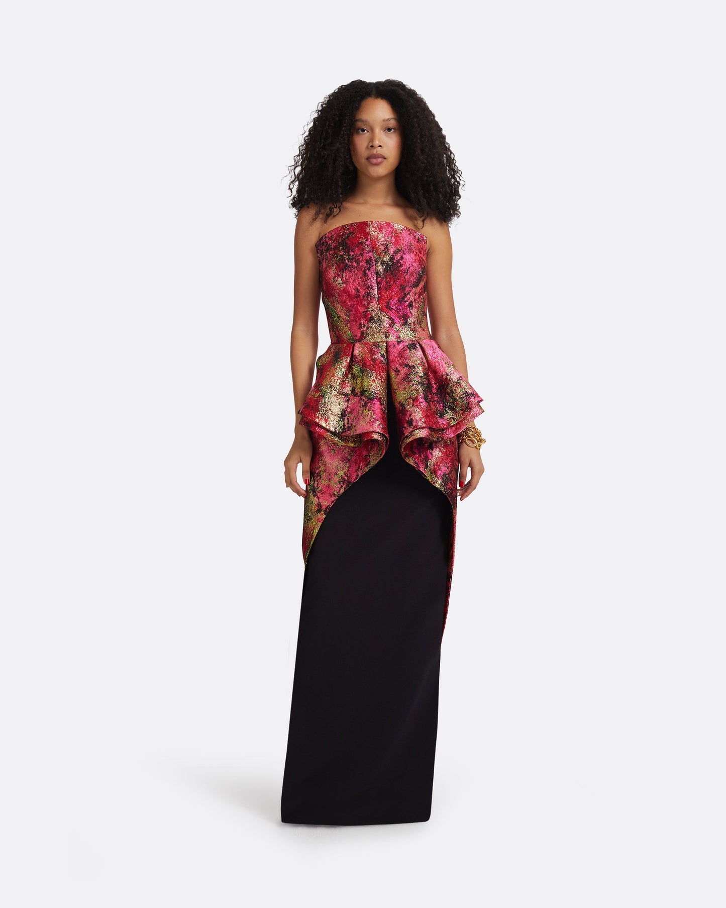 Brienna Black & Lacquer Red Long Dress