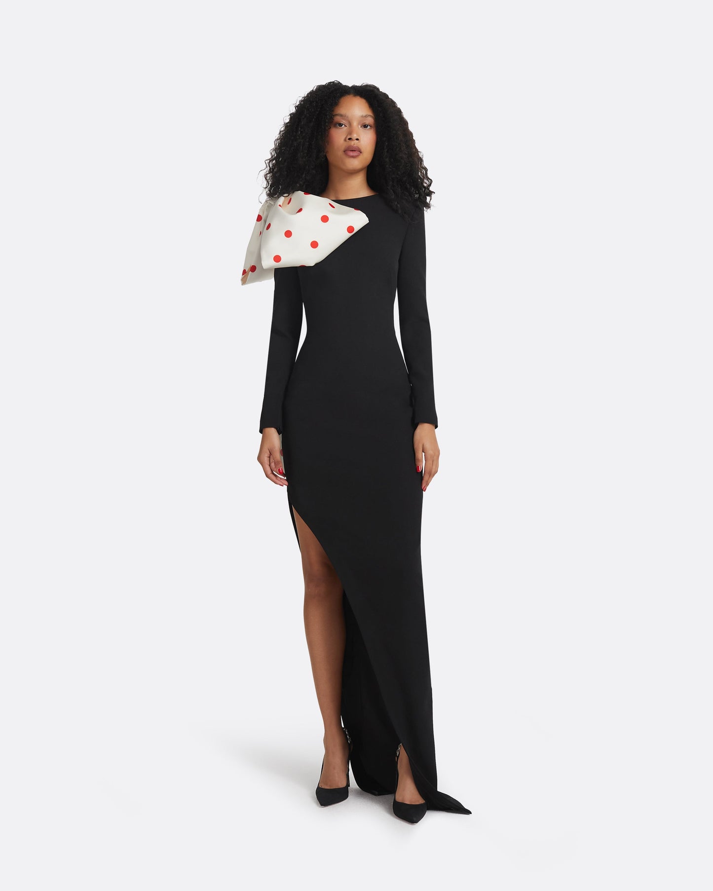 Ines Black & Egret/ Lacquer Red Long Dress