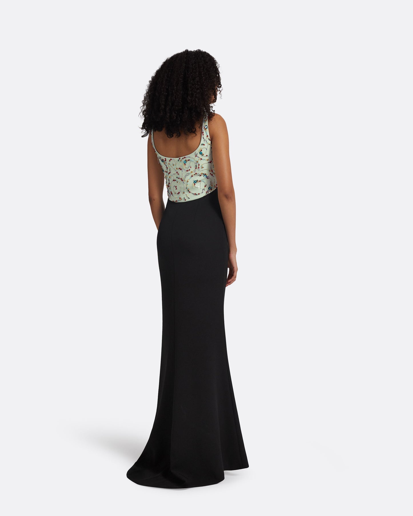 Ezda Black & Spearmint Long Dress