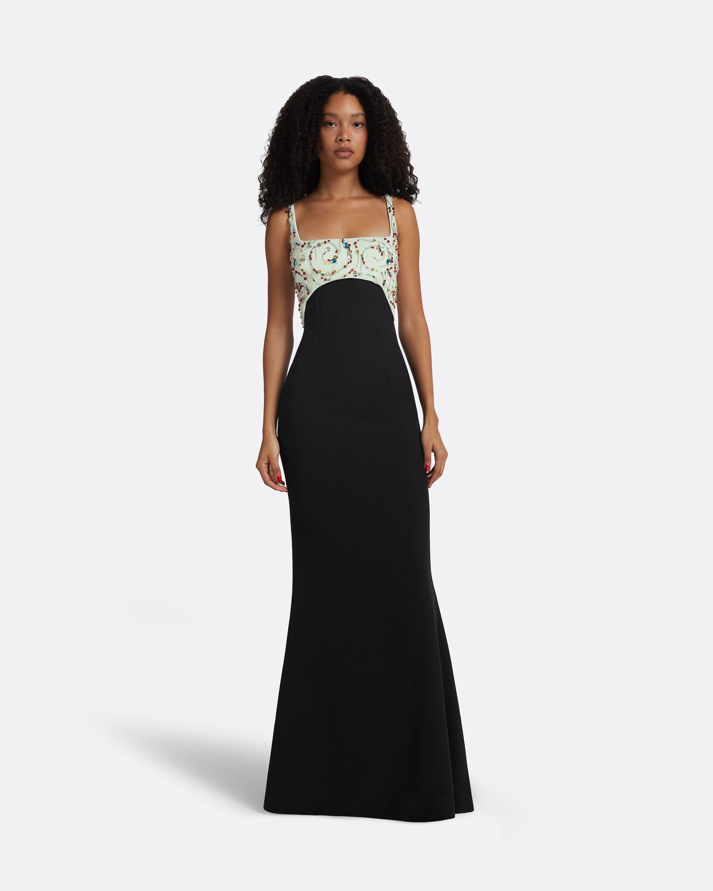 Ezda Black & Spearmint Long Dress