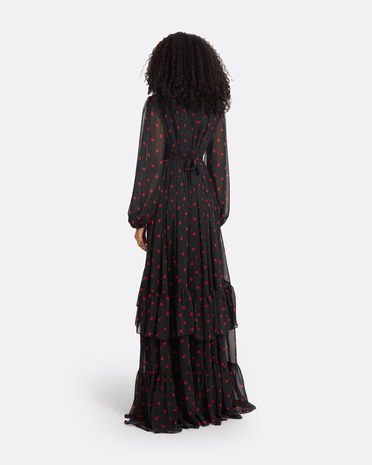 Affiyah Black & Lacquer Red Long Dress
