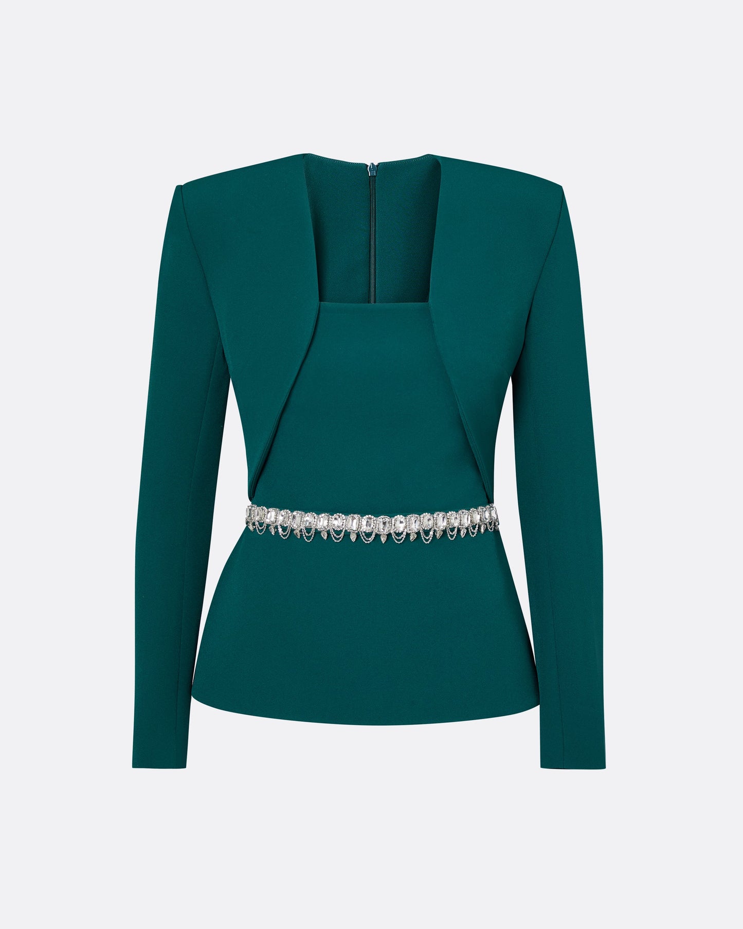 Samuela Alpine Green Top With Embroidered Belt