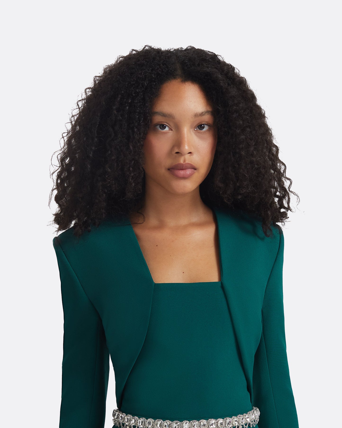 Samuela Alpine Green Top With Embroidered Belt
