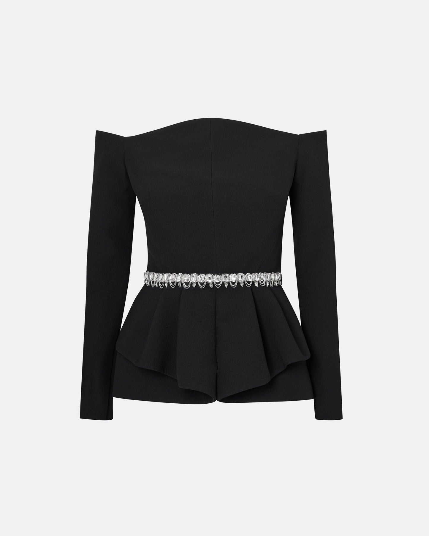 Brien Black Top With Embroidered Belt