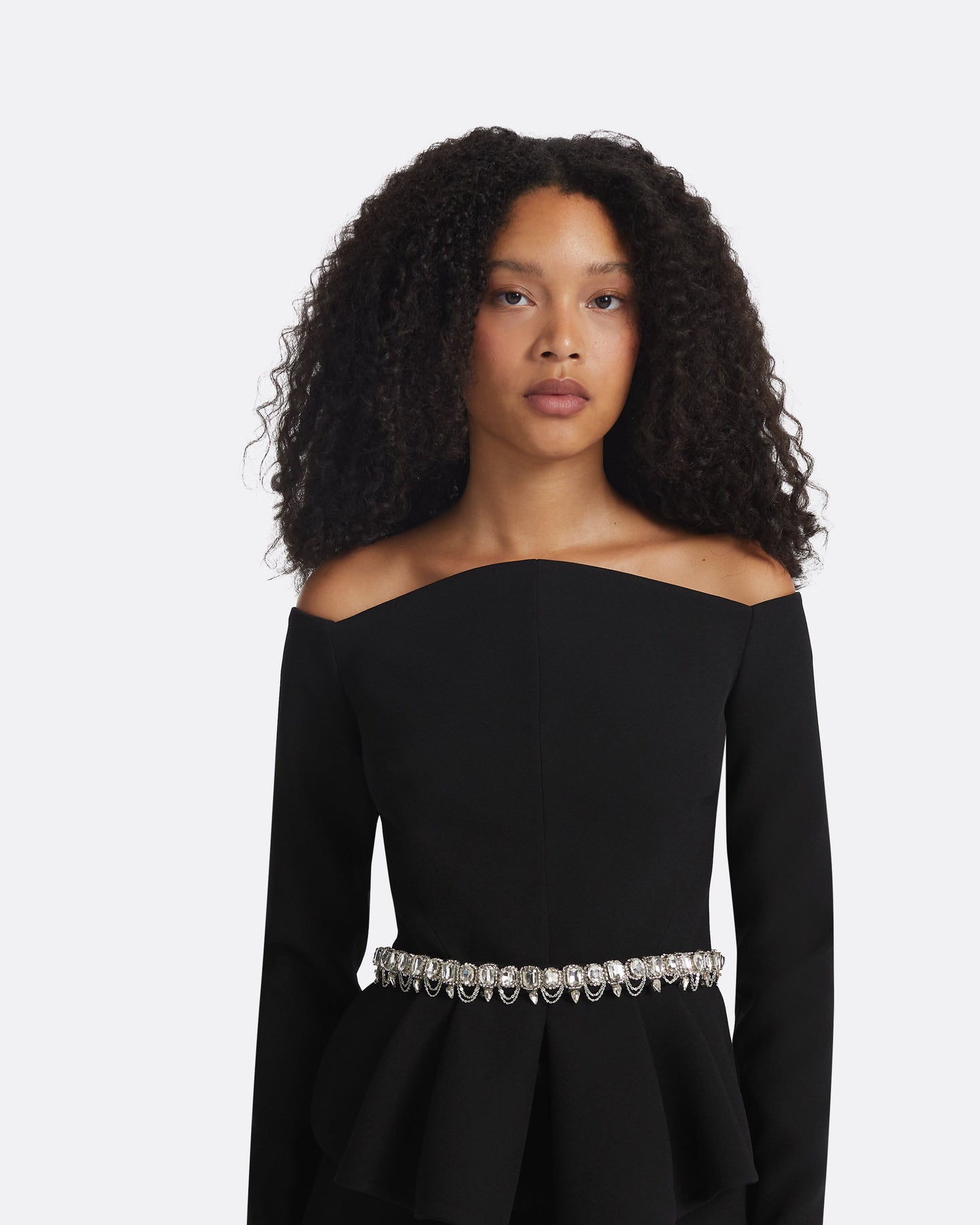 Brien Black Top With Embroidered Belt
