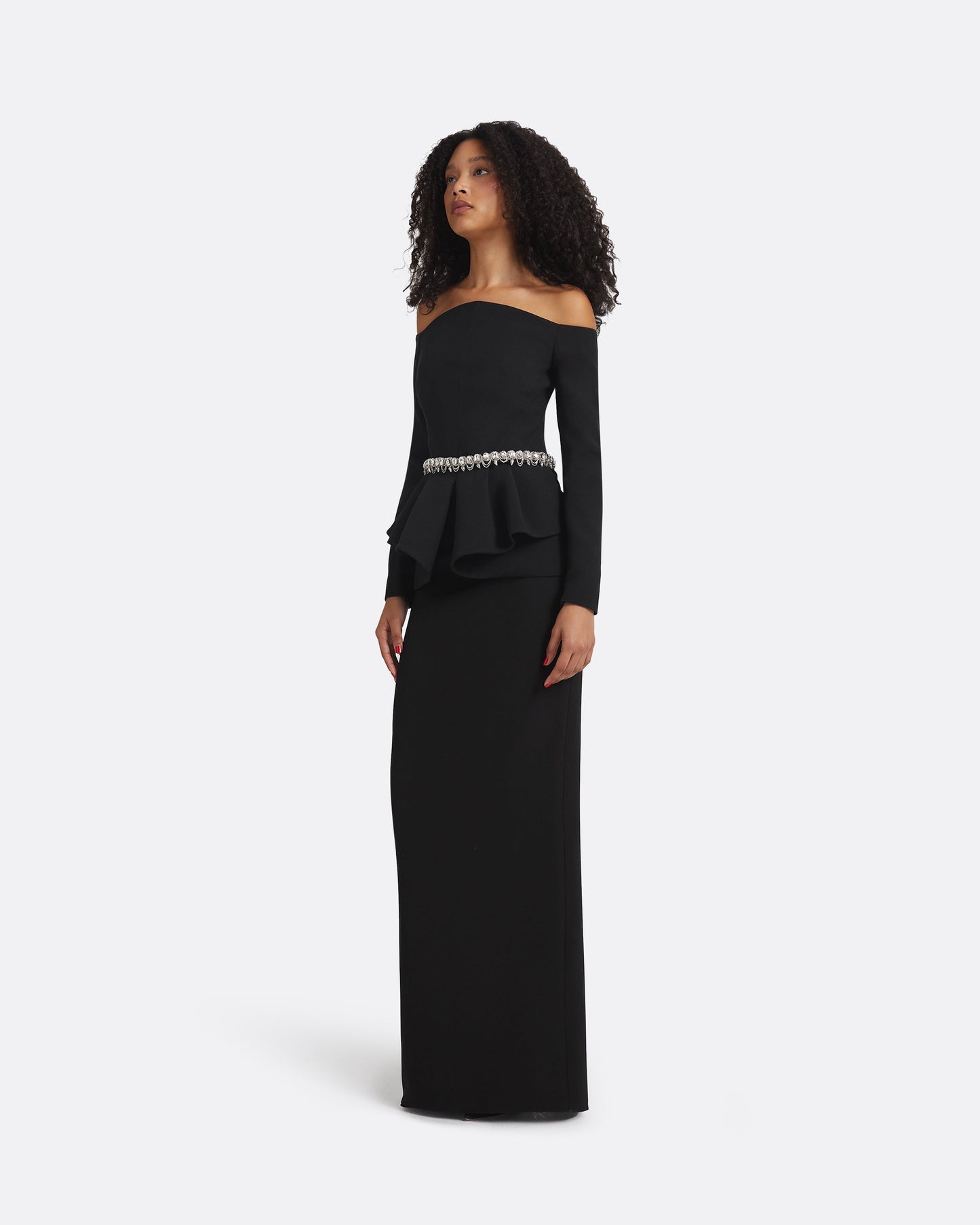 Brien Black Top With Embroidered Belt