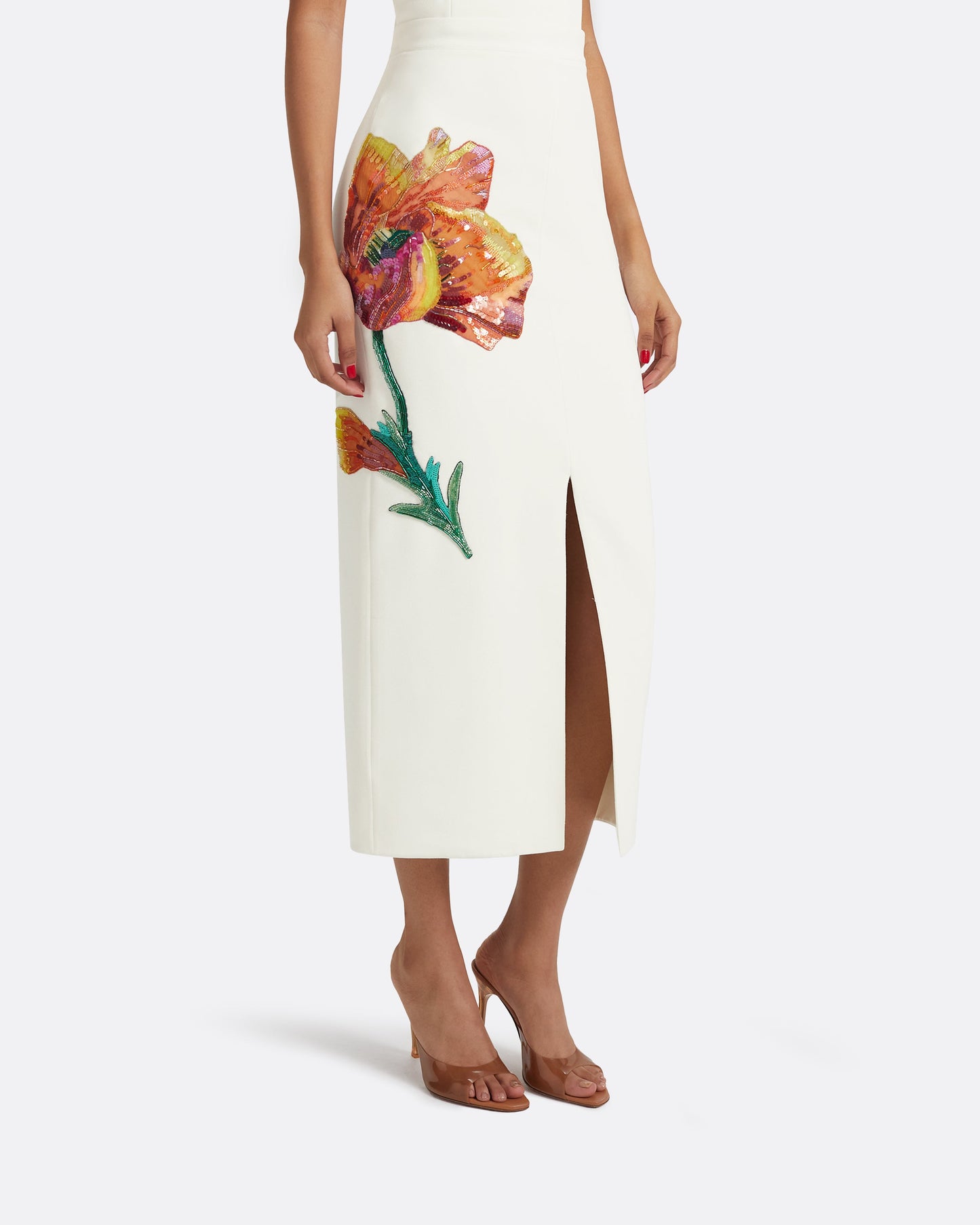 Grainee Ivory & Poppy Field Embroidery Skirt
