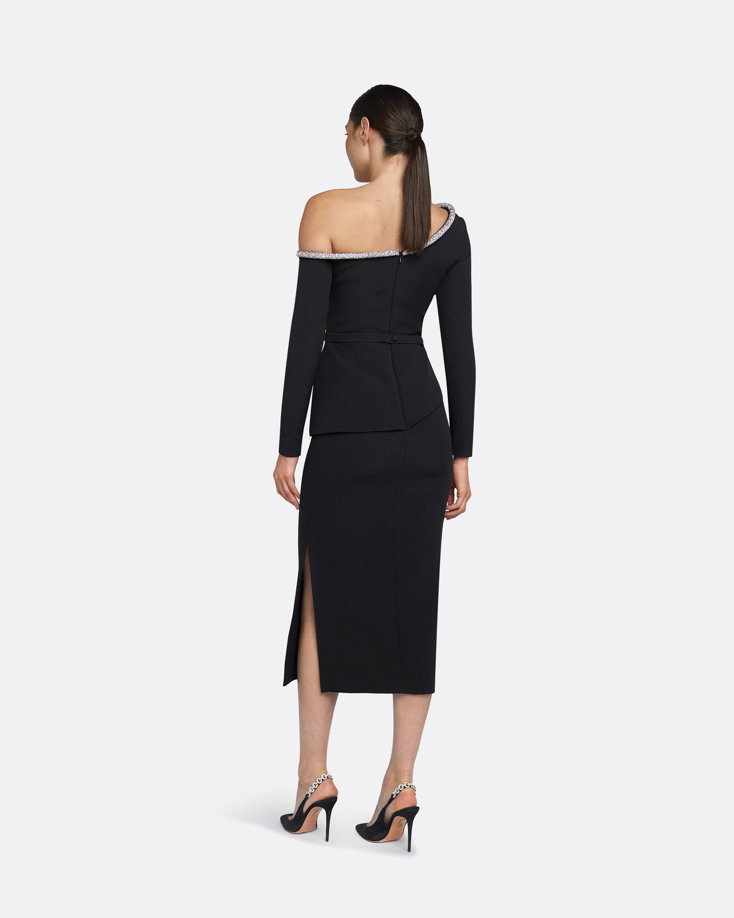 Constanza Black Embroidered Midi Dress