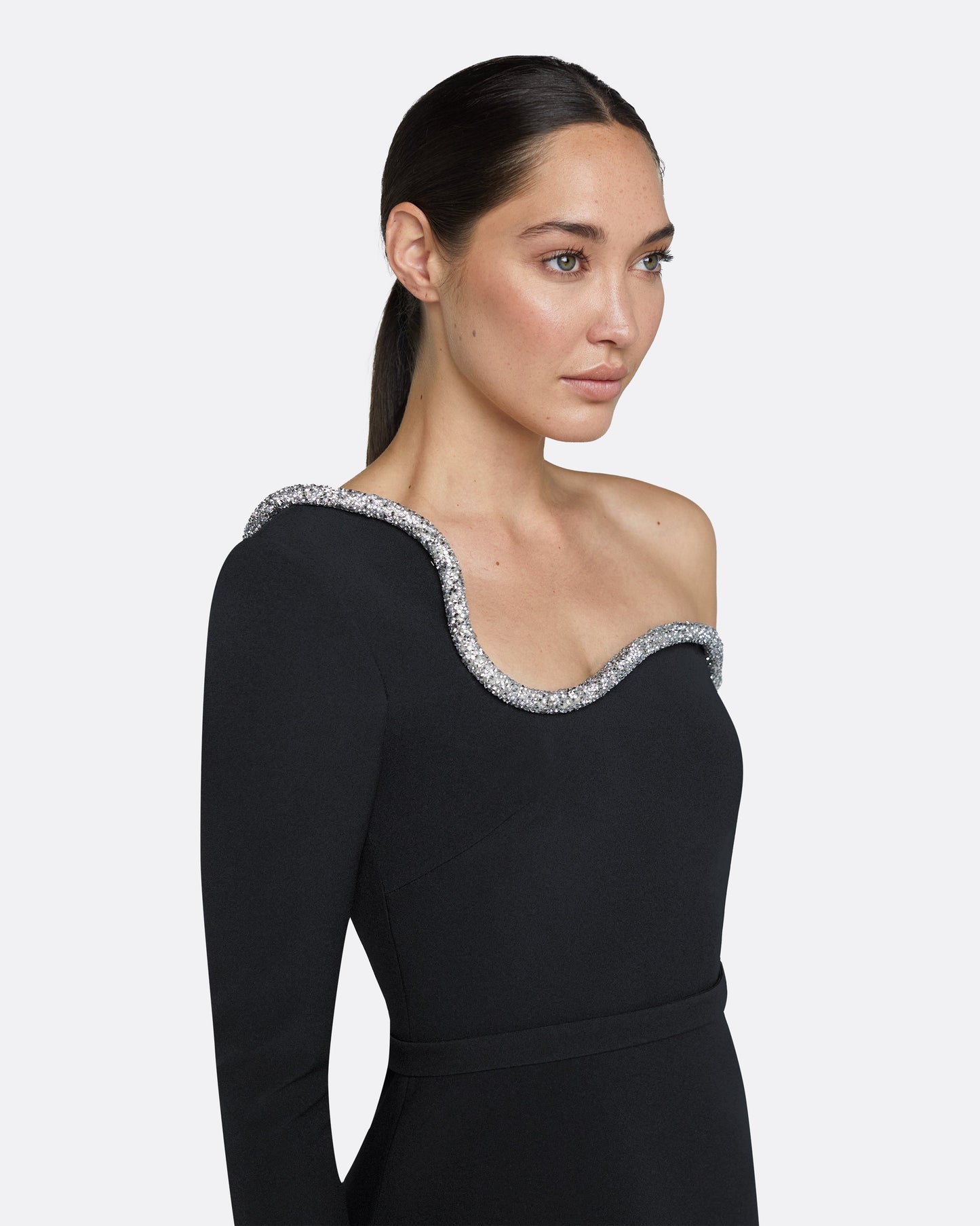 Constanza Black Embroidered Midi Dress