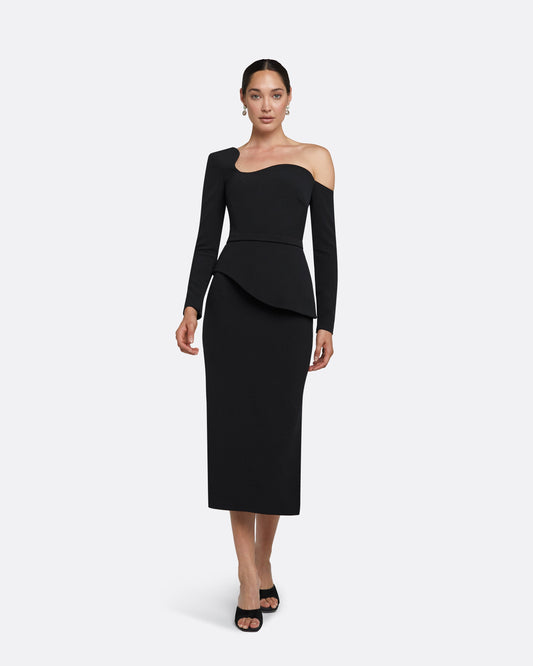 Constanza Black Midi Dress