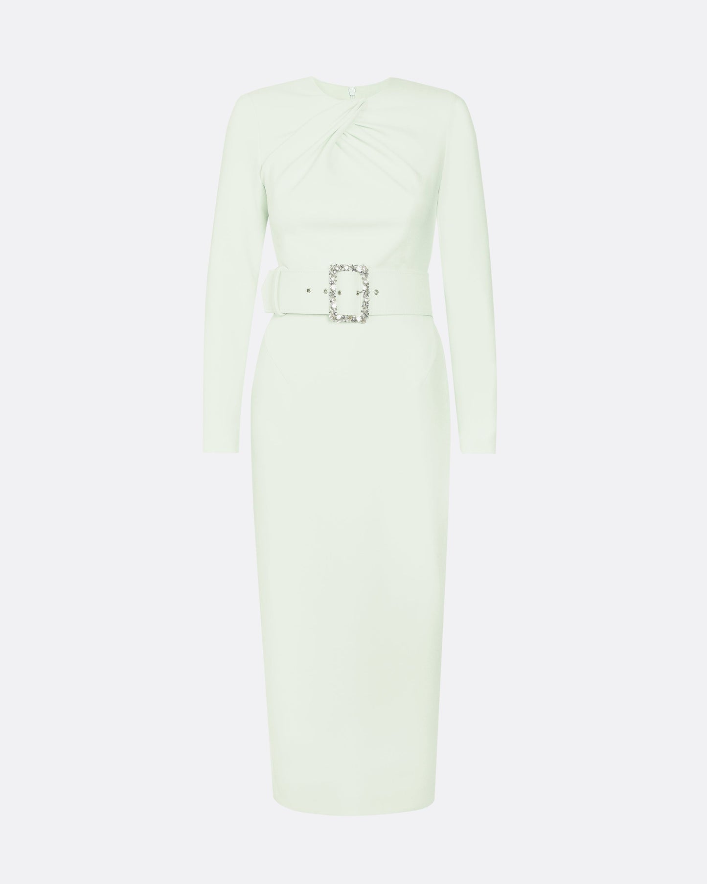 Brunna Spearmint Midi Dress With Embroidered Belt