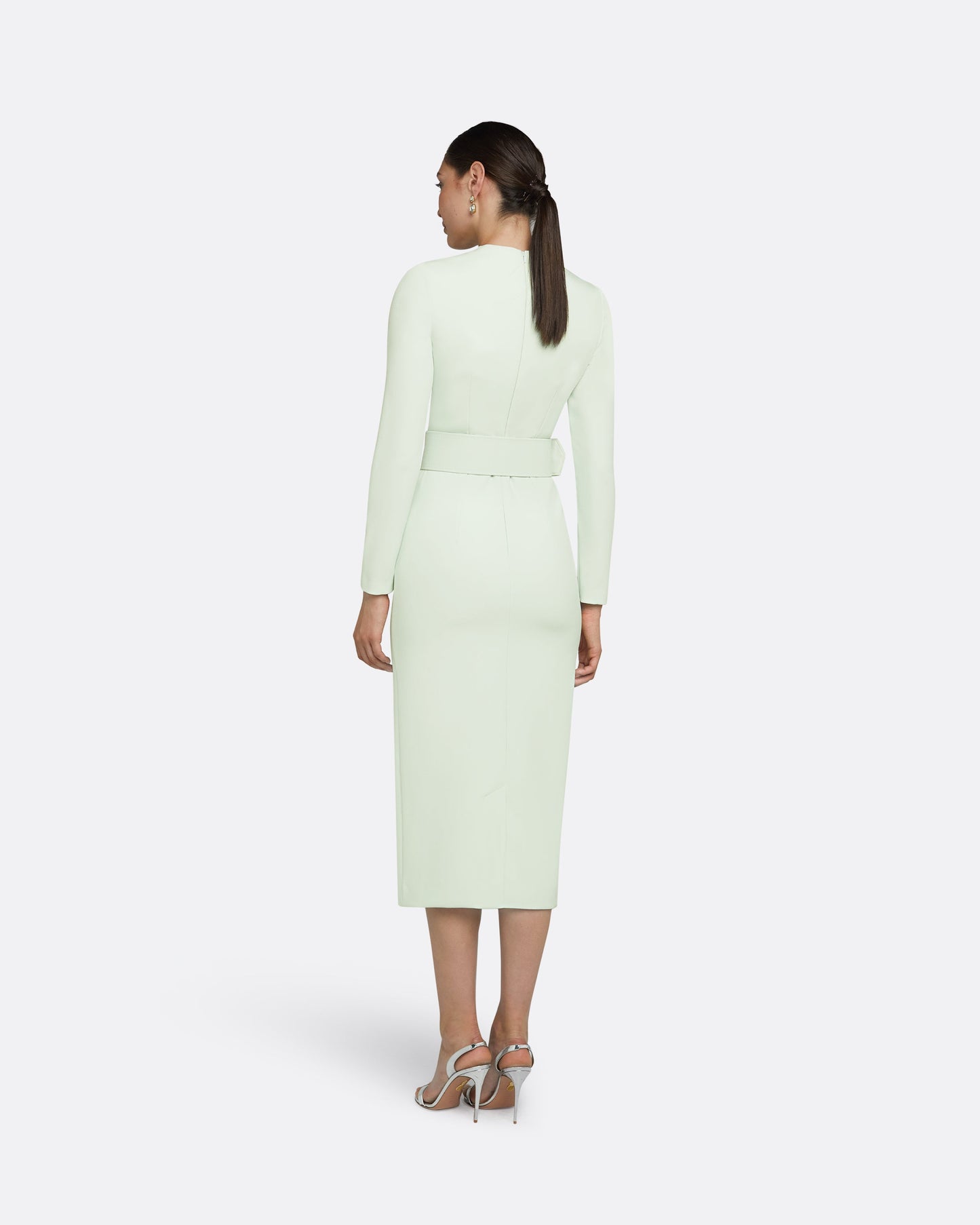 Brunna Spearmint Midi Dress With Embroidered Belt