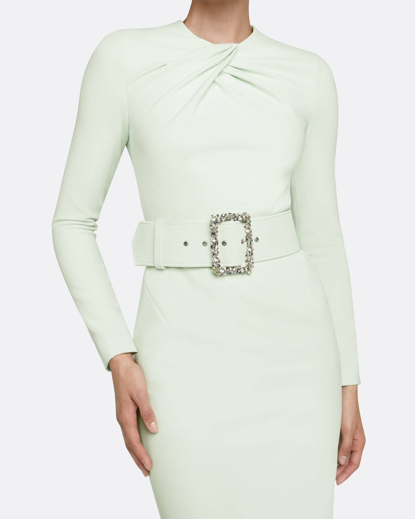Brunna Spearmint Midi Dress With Embroidered Belt