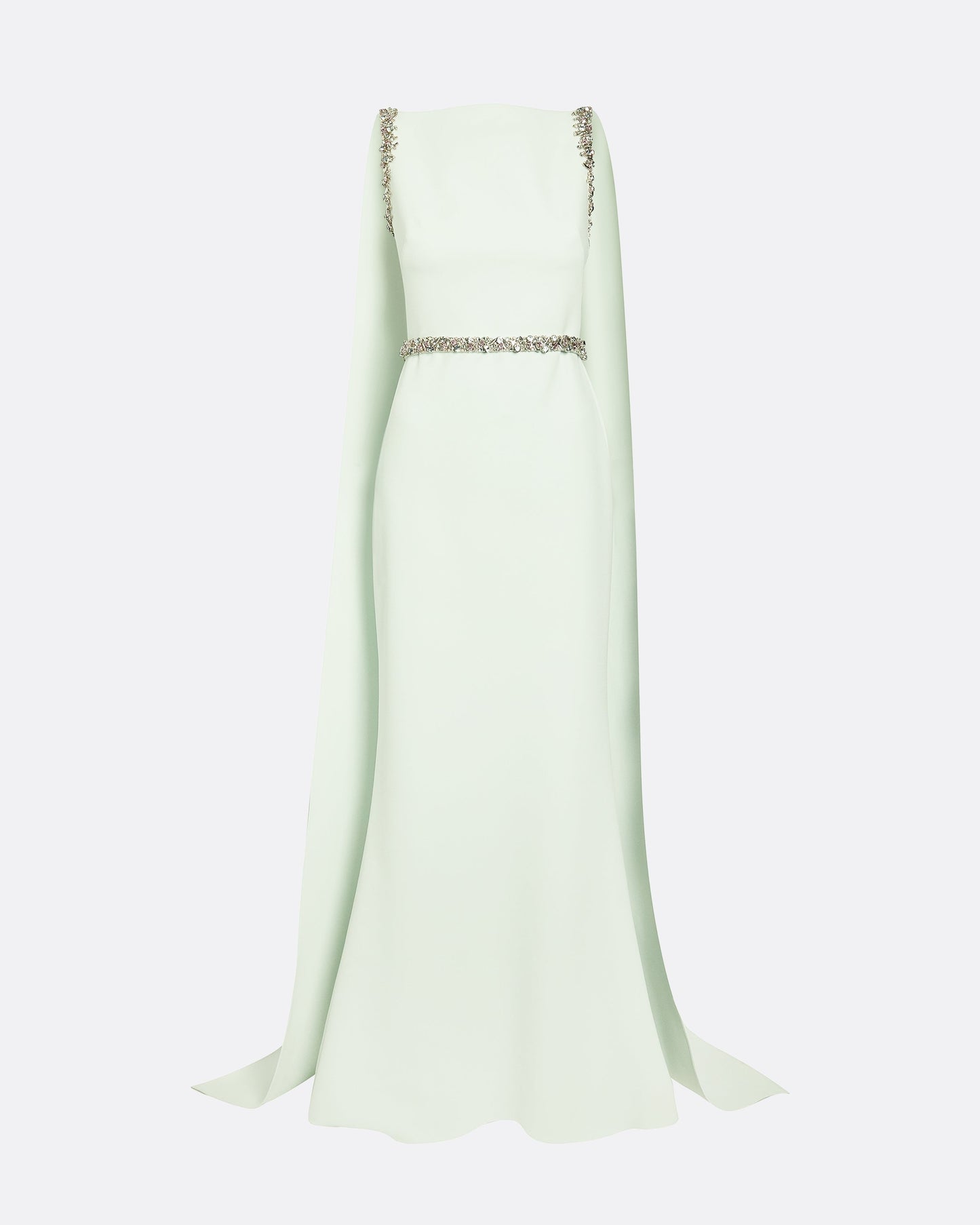 Ginevra Spearmint Long Dress With Embroidered Belt