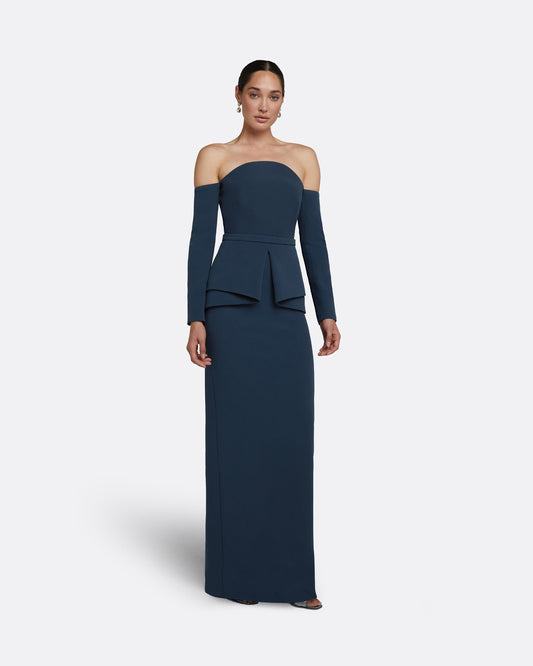 Giuliana Ink Blue Long Dress