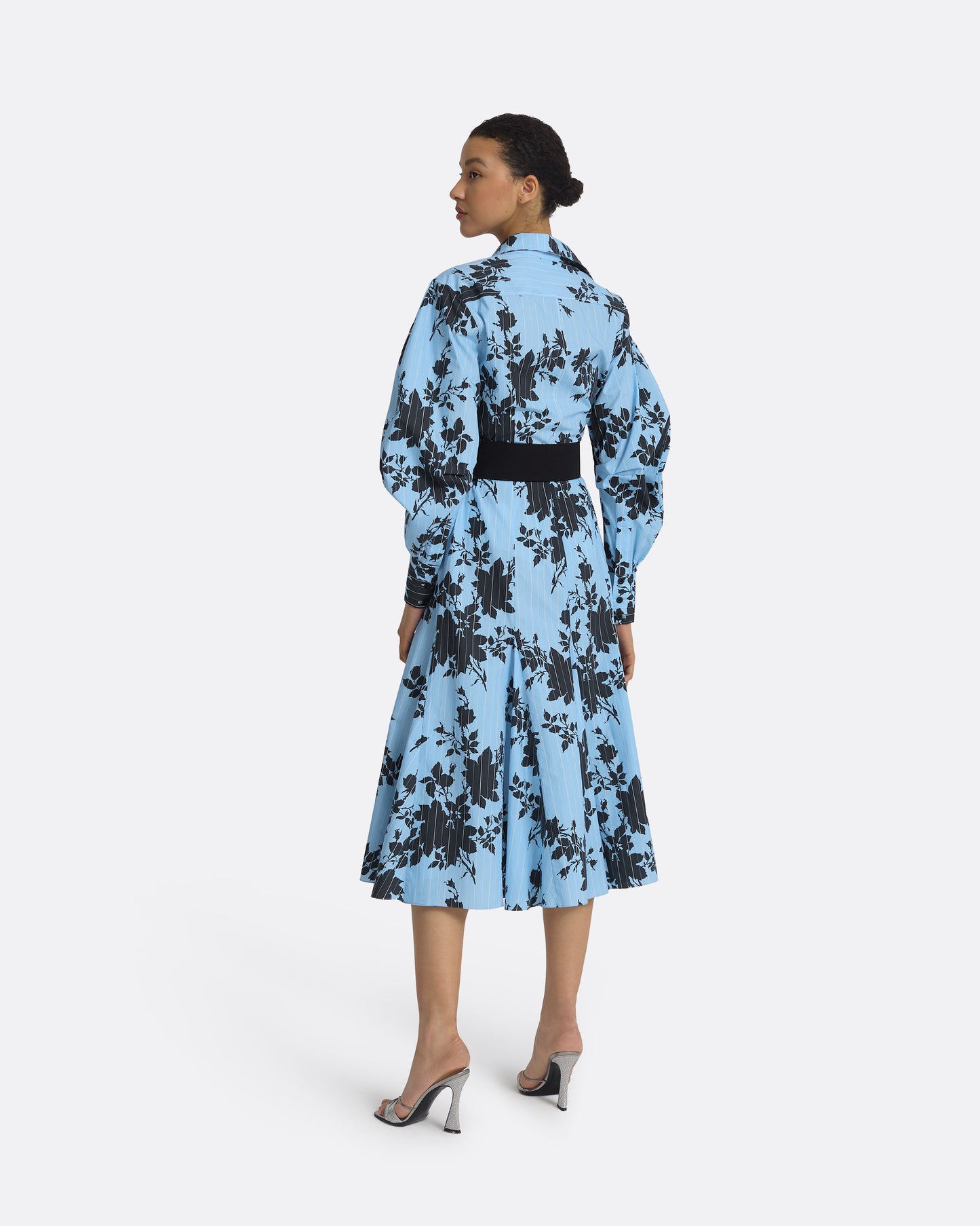 Evie Pale Blue & Black Midi Dress