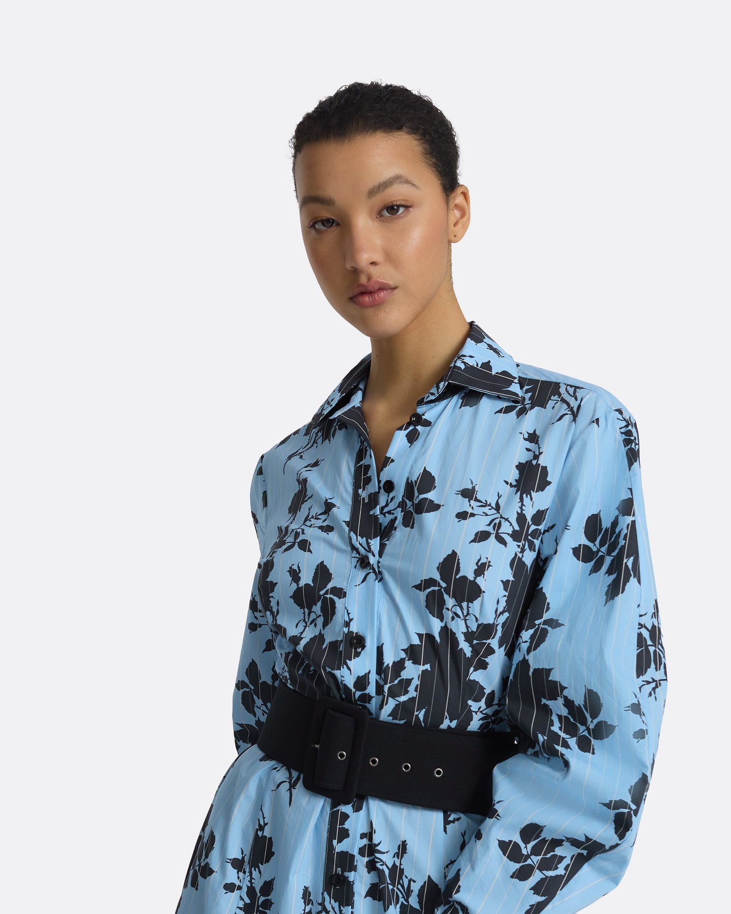 Evie Pale Blue & Black Midi Dress