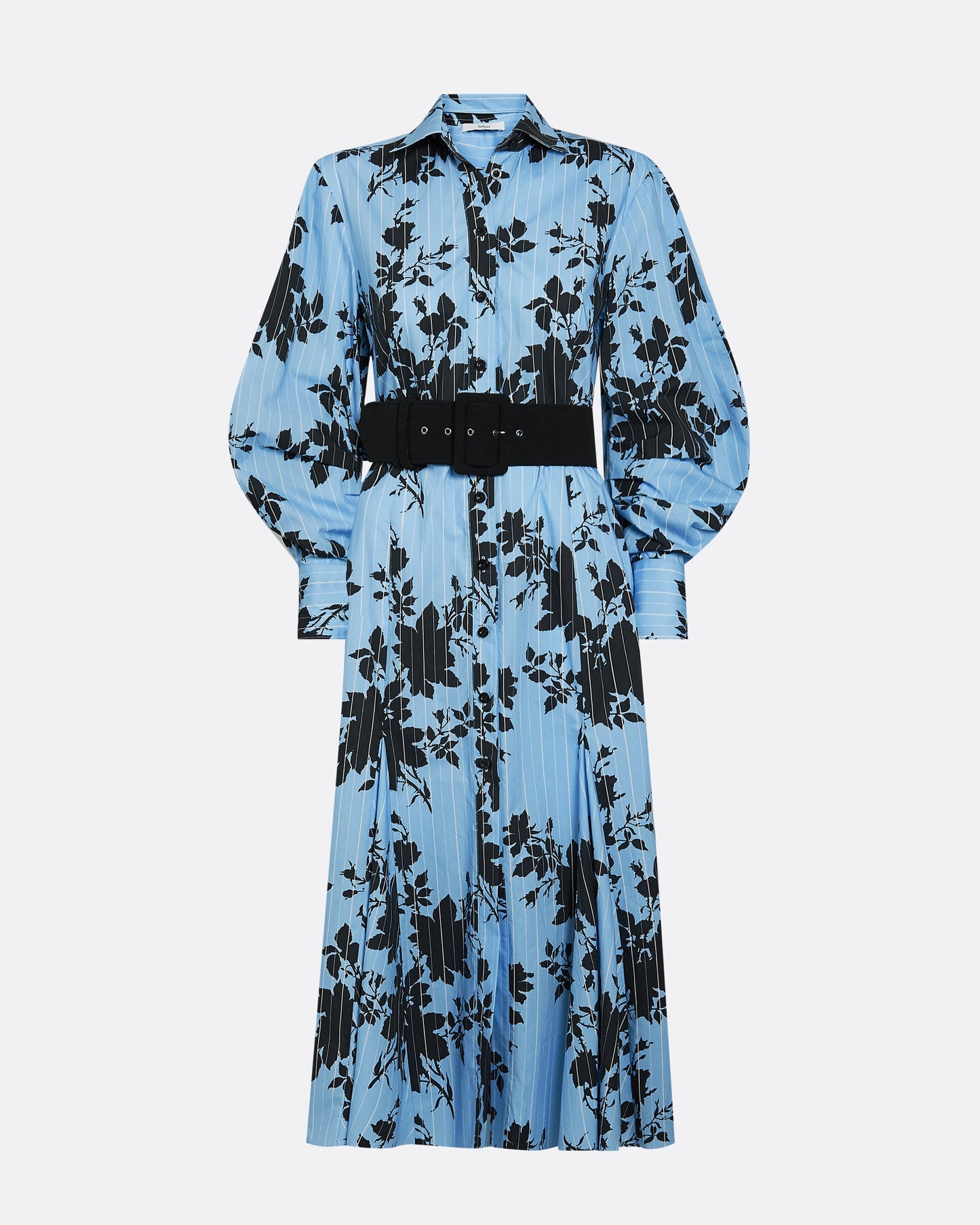 Evie Pale Blue & Black Midi Dress