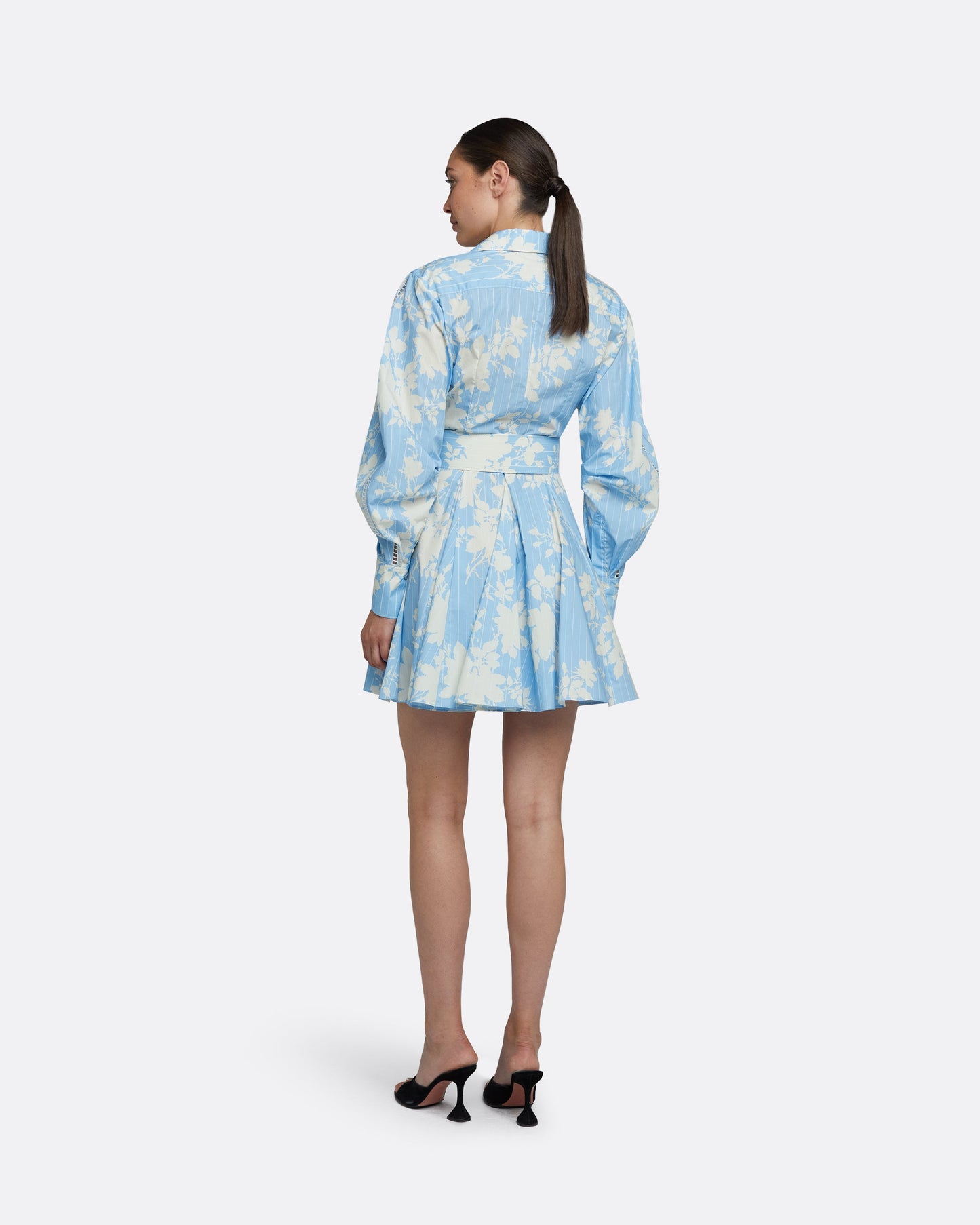 Oksana Pale Blue & White Short Dress