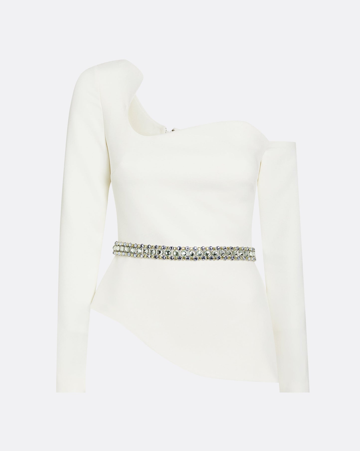 Aime Ivory Top With Embroidered Belt