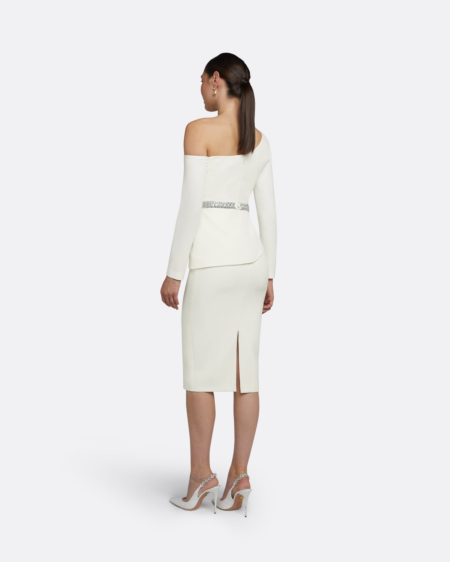 Aime Ivory Top With Embroidered Belt