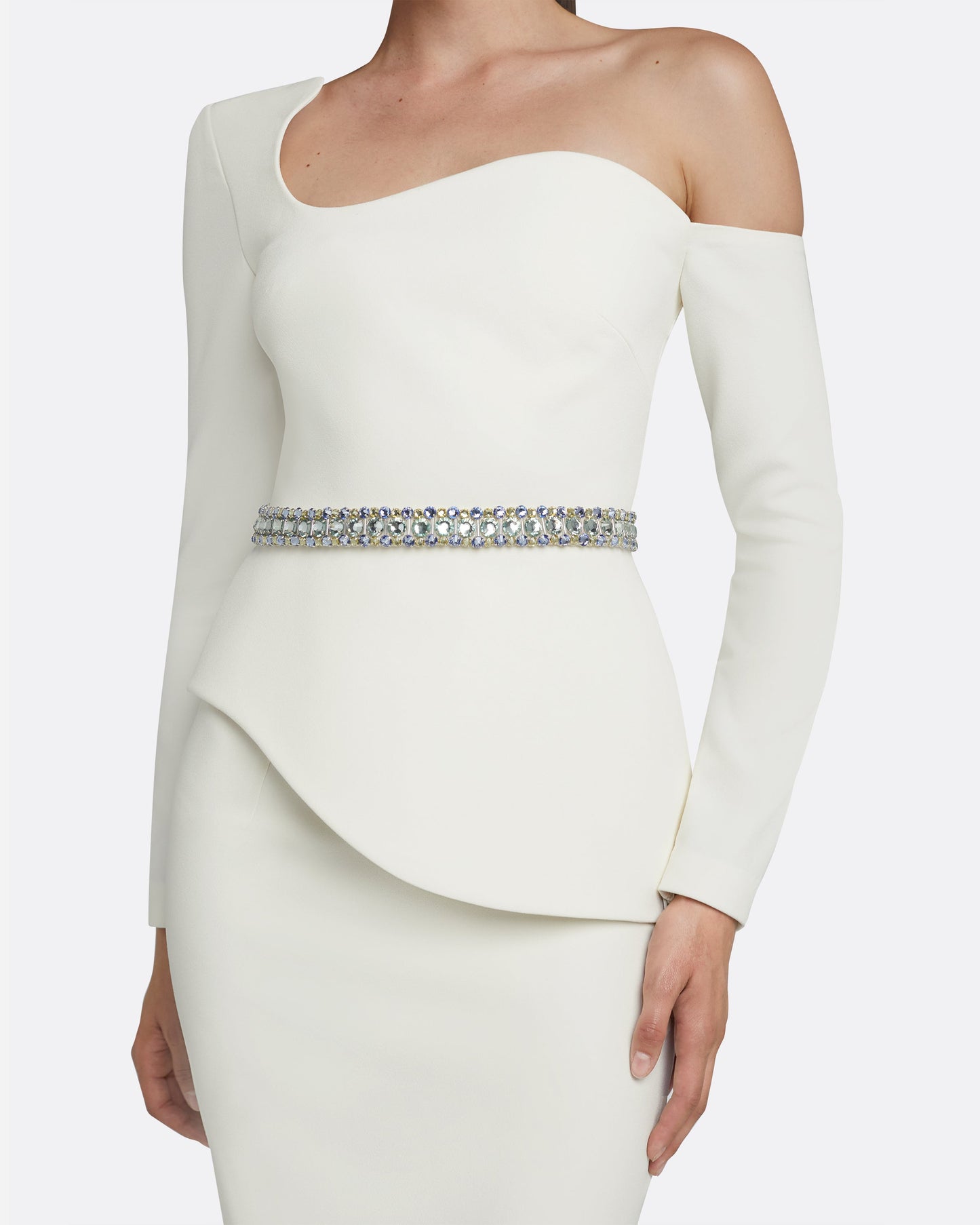 Aime Ivory Top With Embroidered Belt