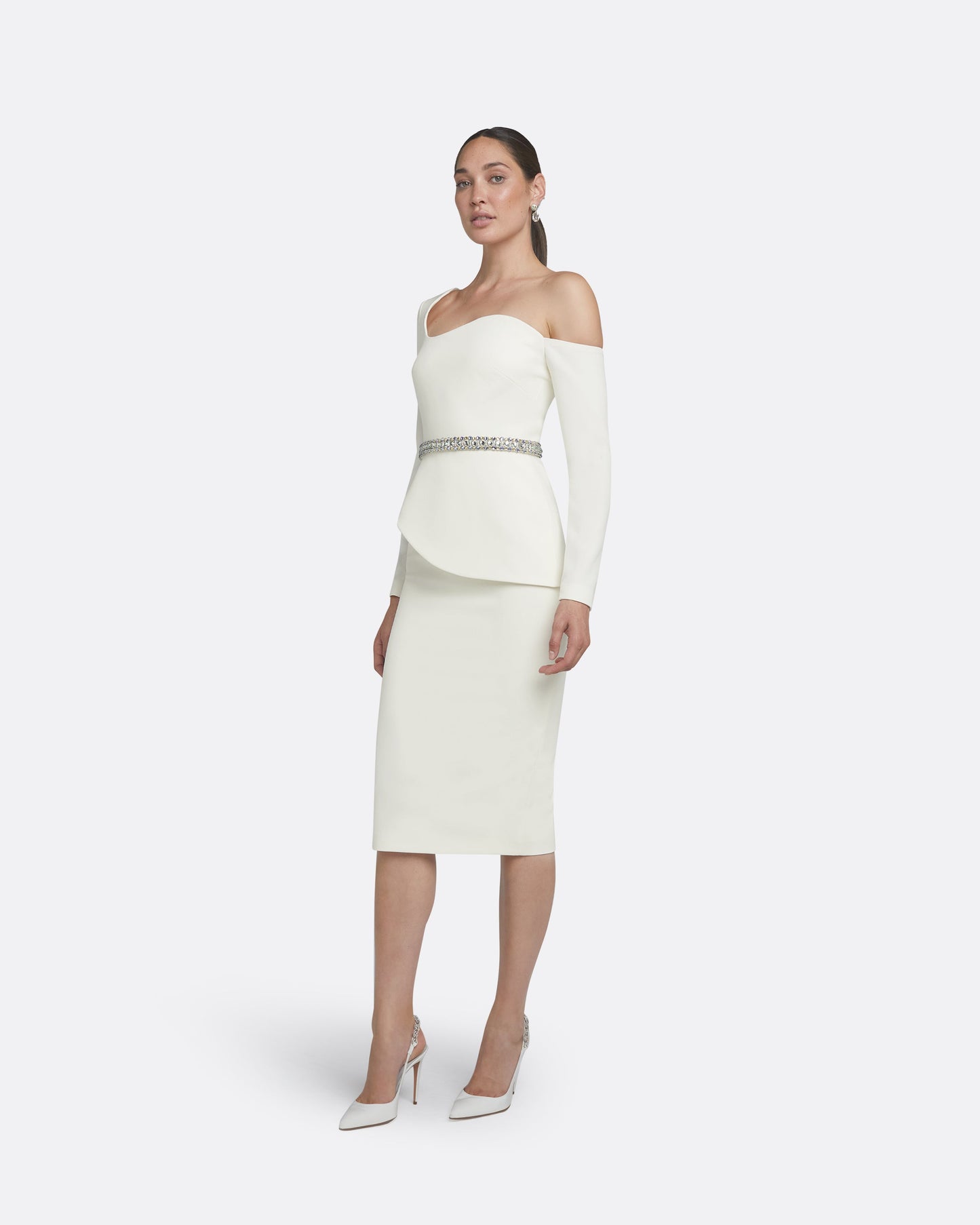 Aime Ivory Top With Embroidered Belt