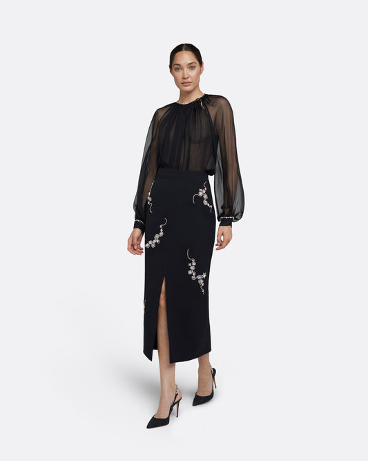 Grainee Black & Broken Jewellery Embroidery Skirt