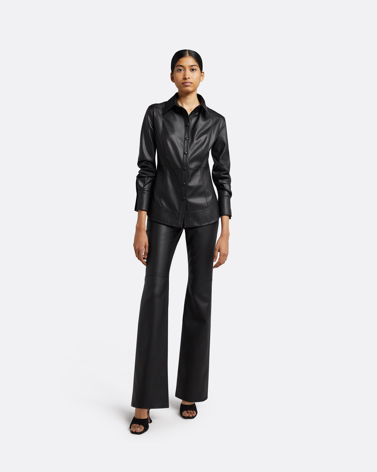 Flora Black Vegan Leather Trousers
