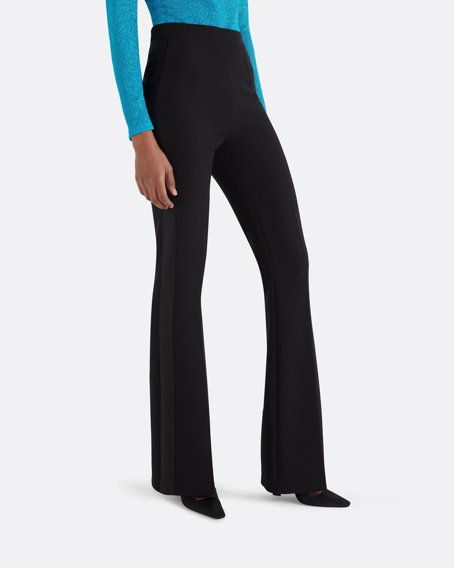 Alexa Black Heavy Crepe & Satin Trousers