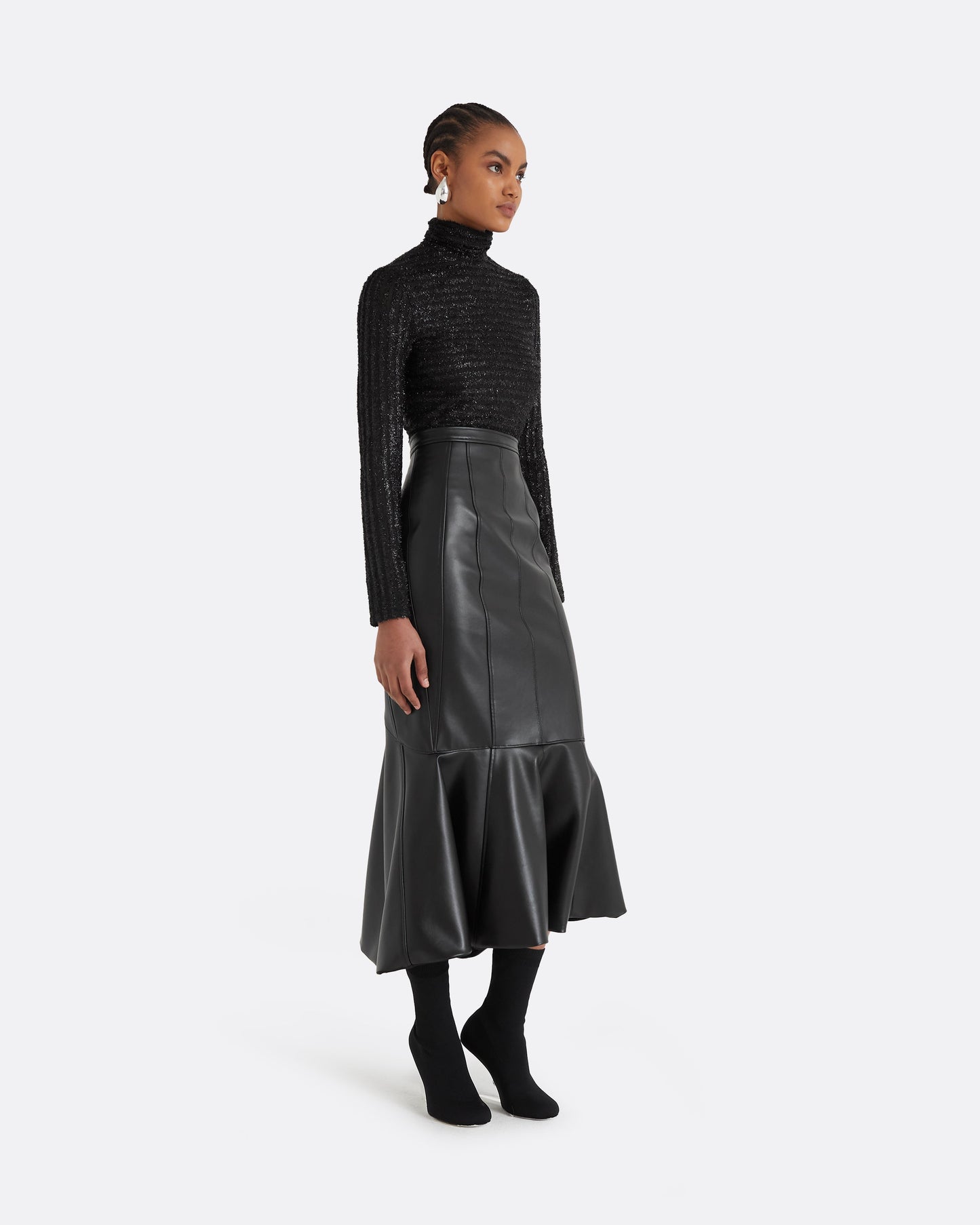 Henner Black Vegan Leather Skirt