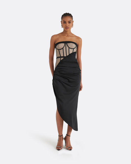 Ames Black Midi Dress