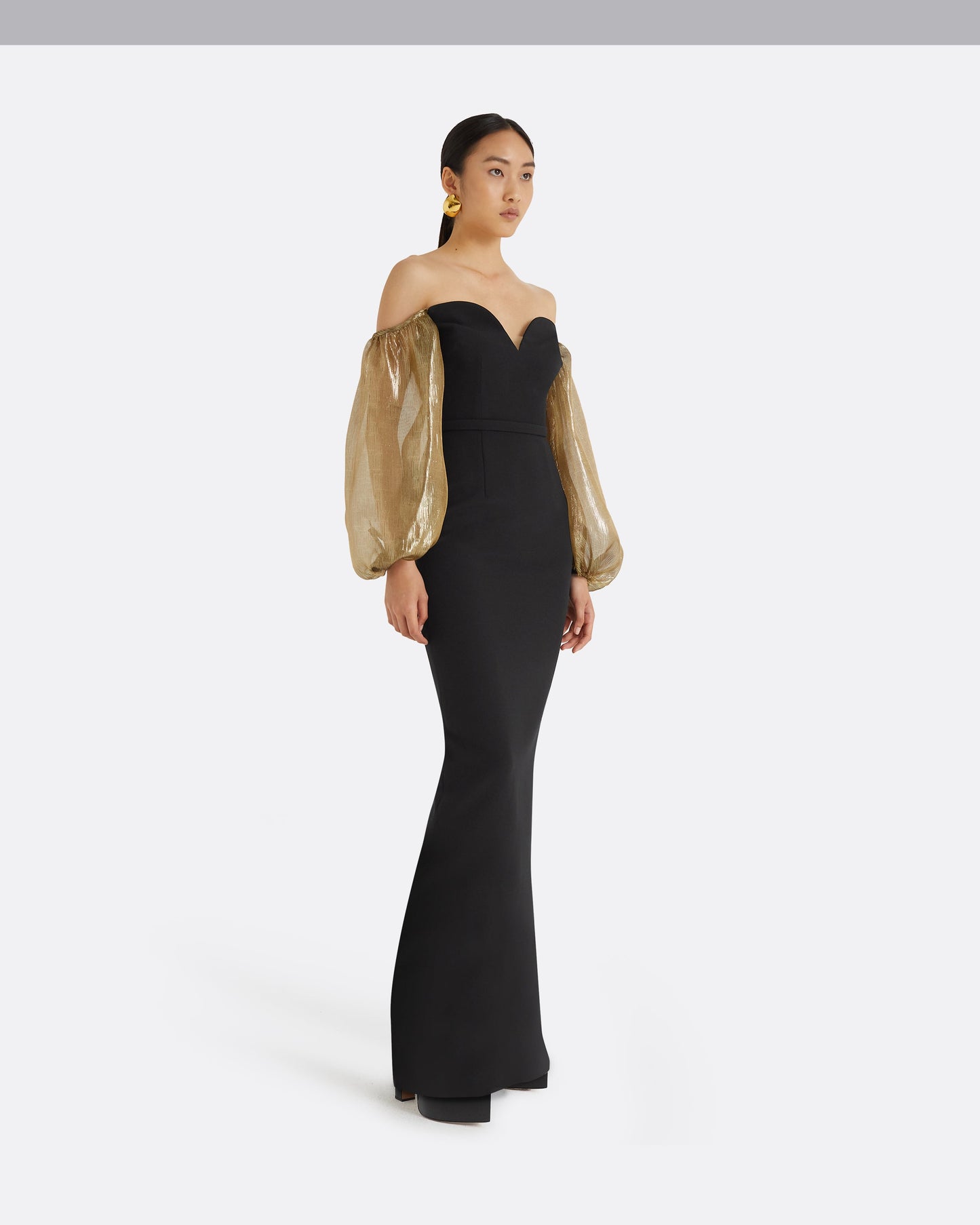 Auriel Black & Gold Long Dress