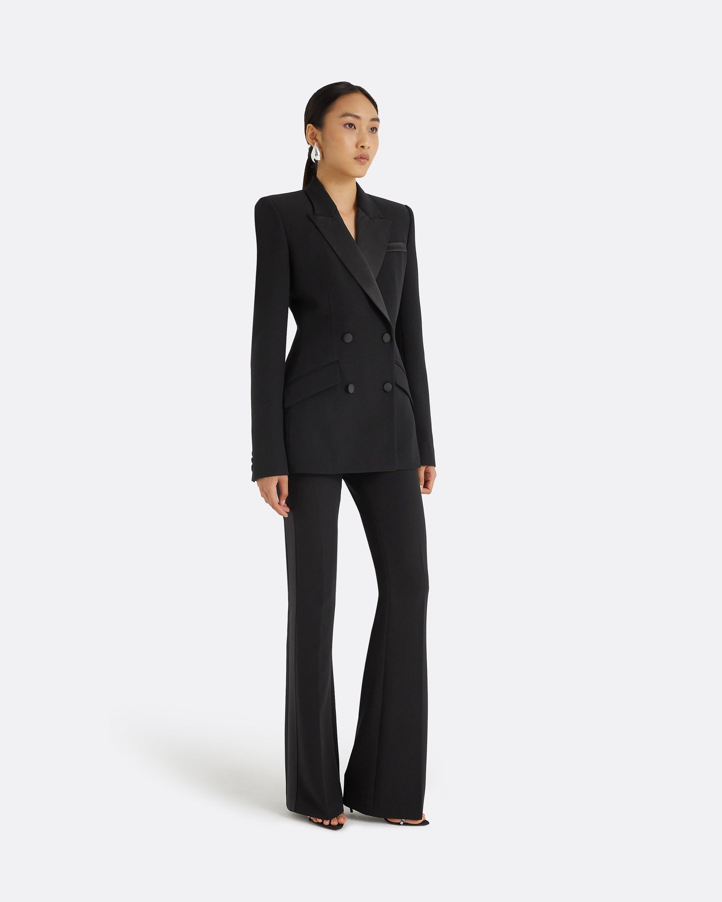 Alexa Black Heavy Crepe & Satin Trousers