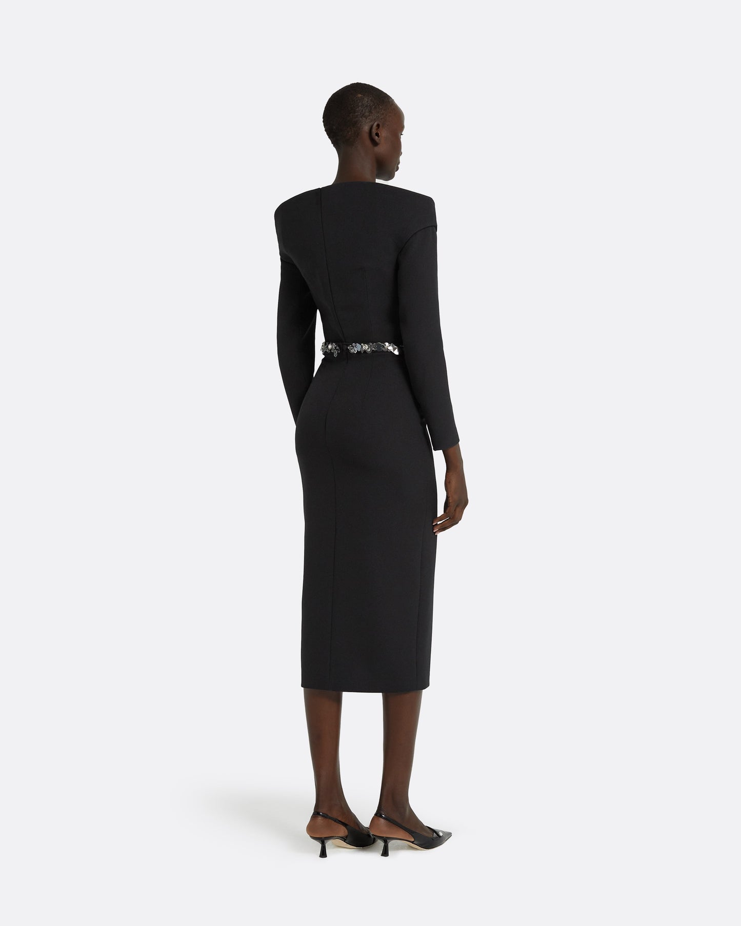 Asuman Black Midi Dress With Embroidered Belt