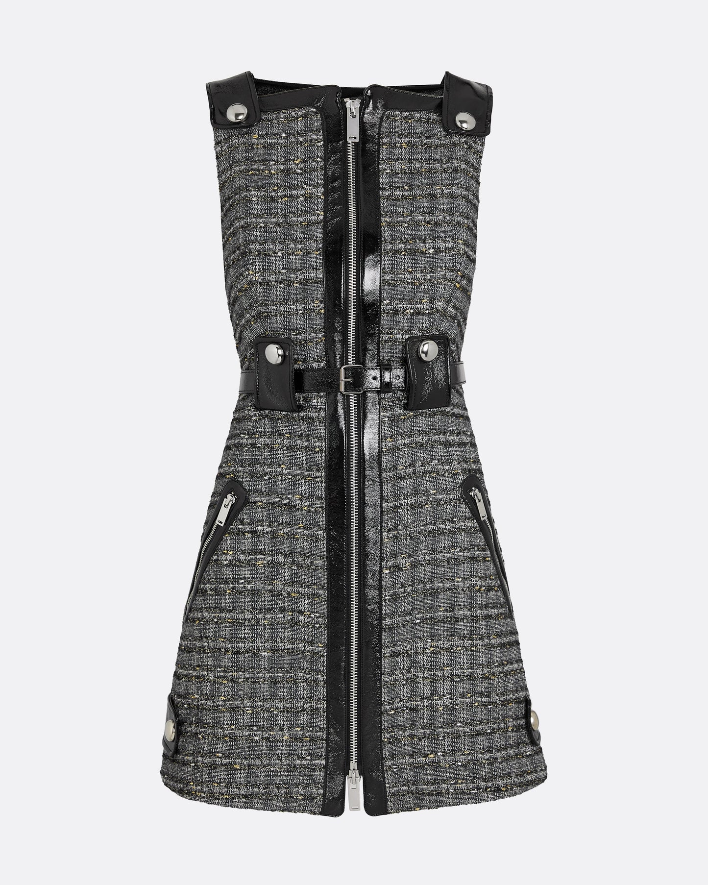 Ele Metallic Greyscale Short Dress