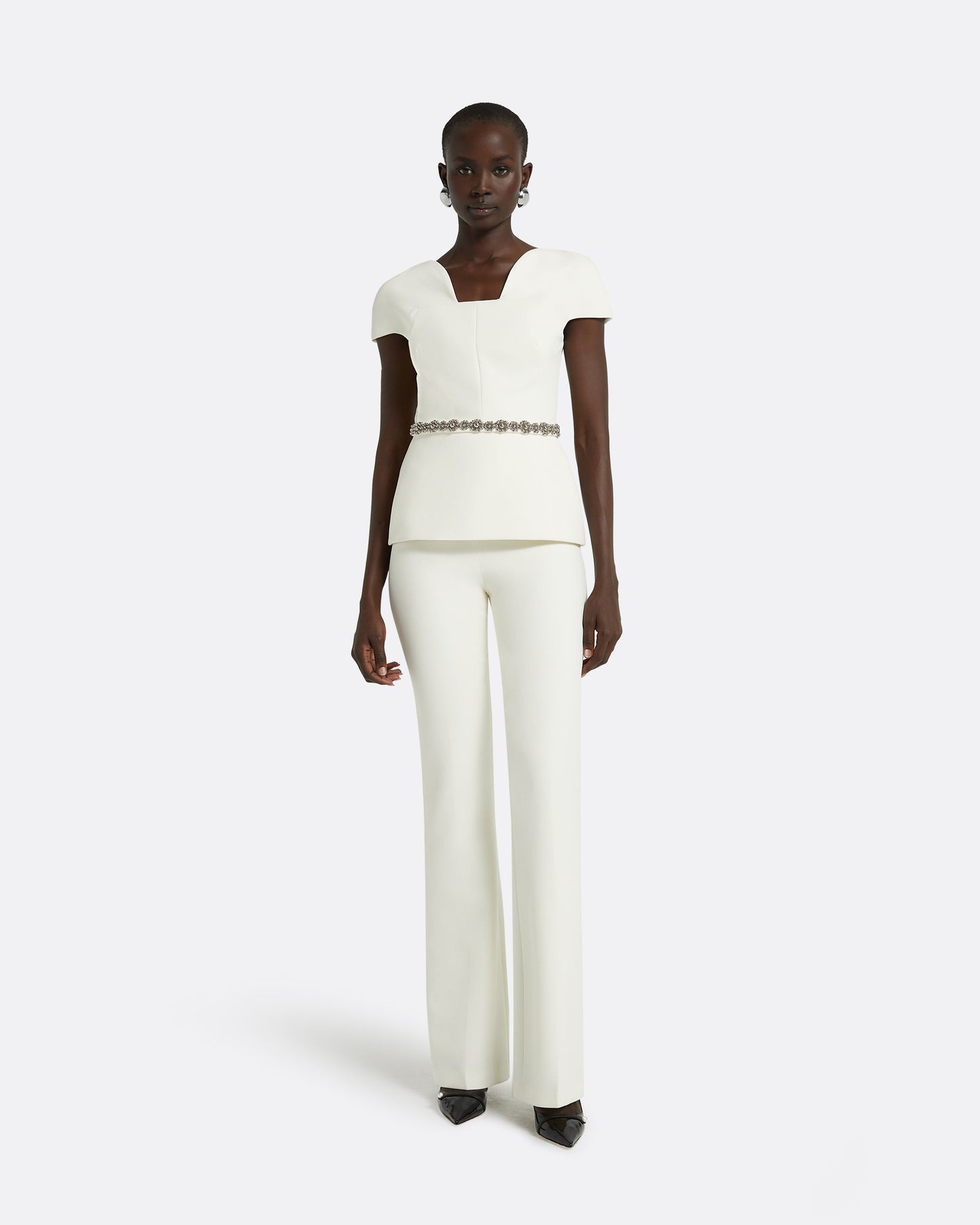 Geena Embroidered Ivory Top