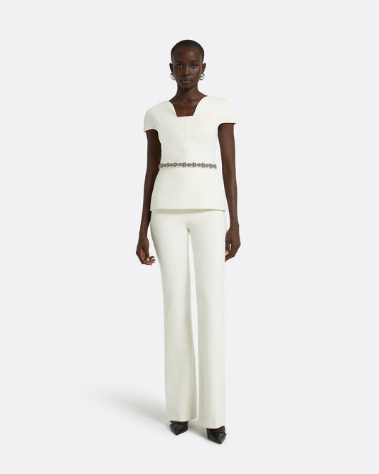 Geena Embroidered Ivory Top