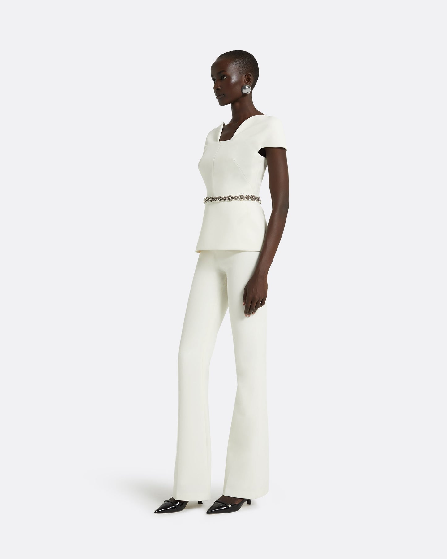 Geena Embroidered Ivory Top