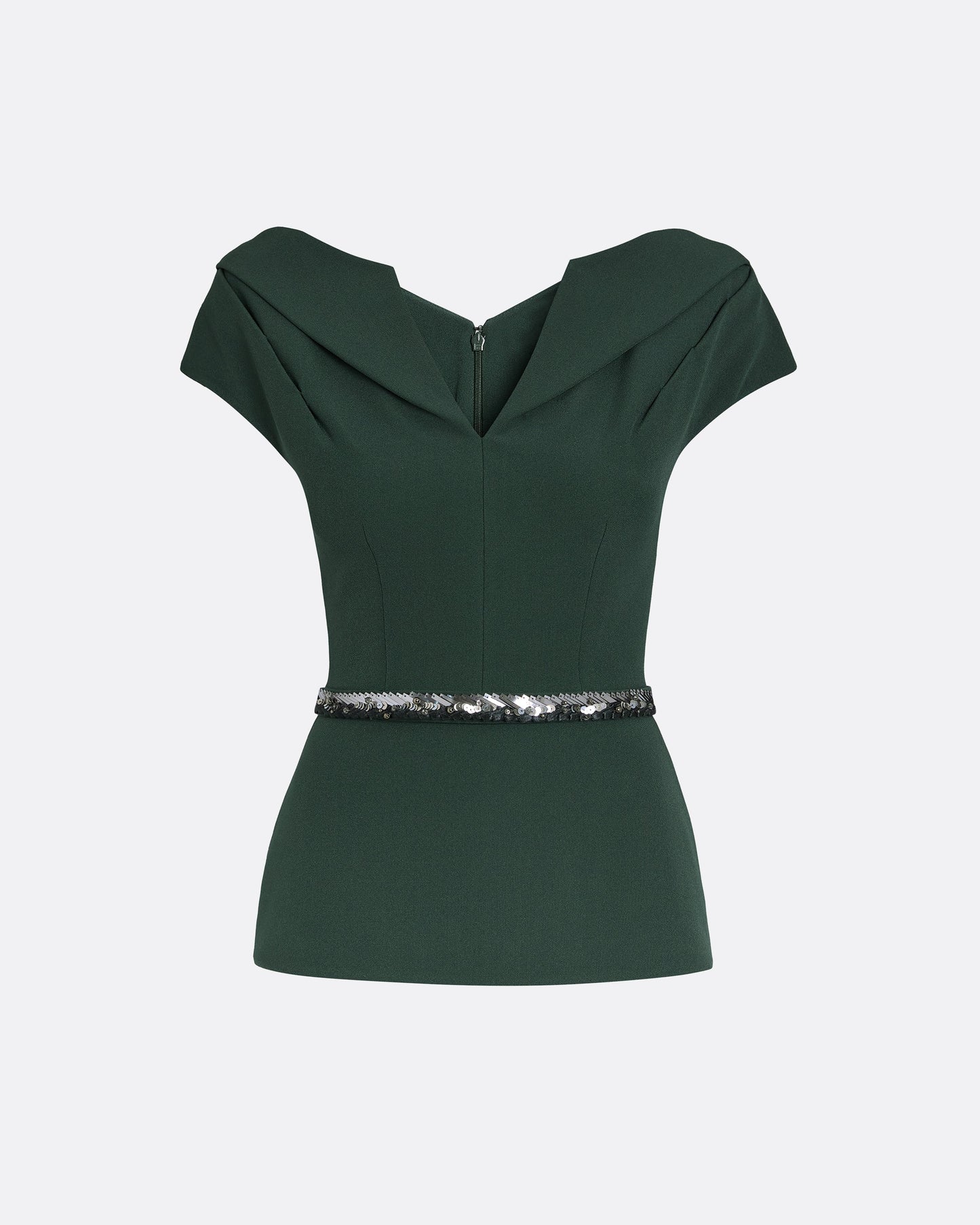 Aliye Darkest Spruce Top With Embroidered Belt