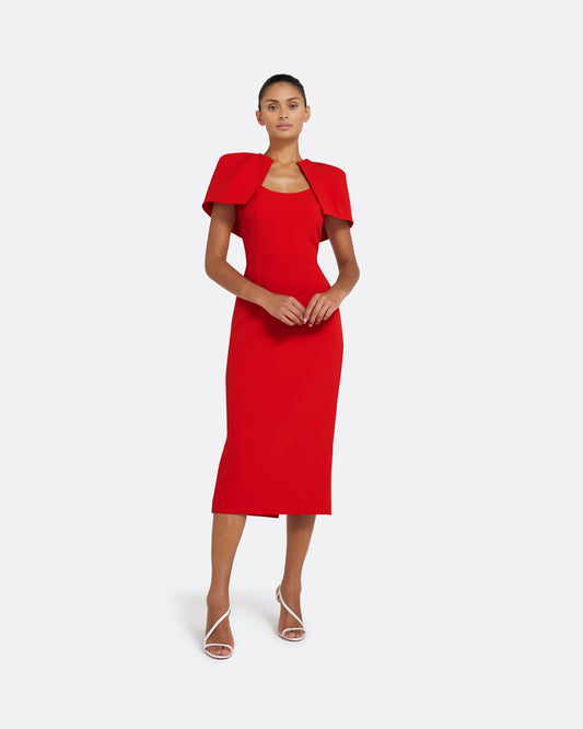 Blossom Cherry Red Midi Dress