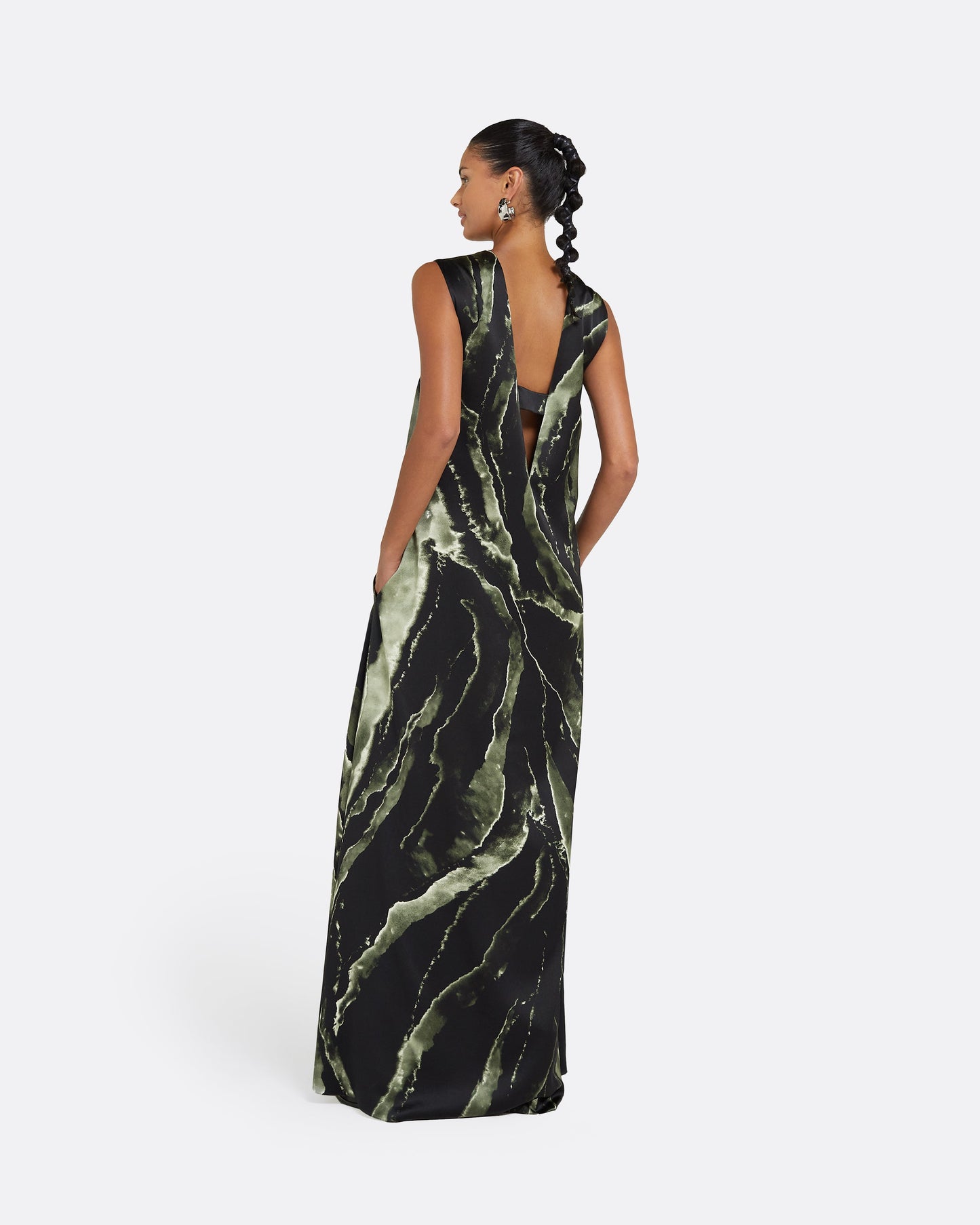 Carrara Black Marble Print Long Dress